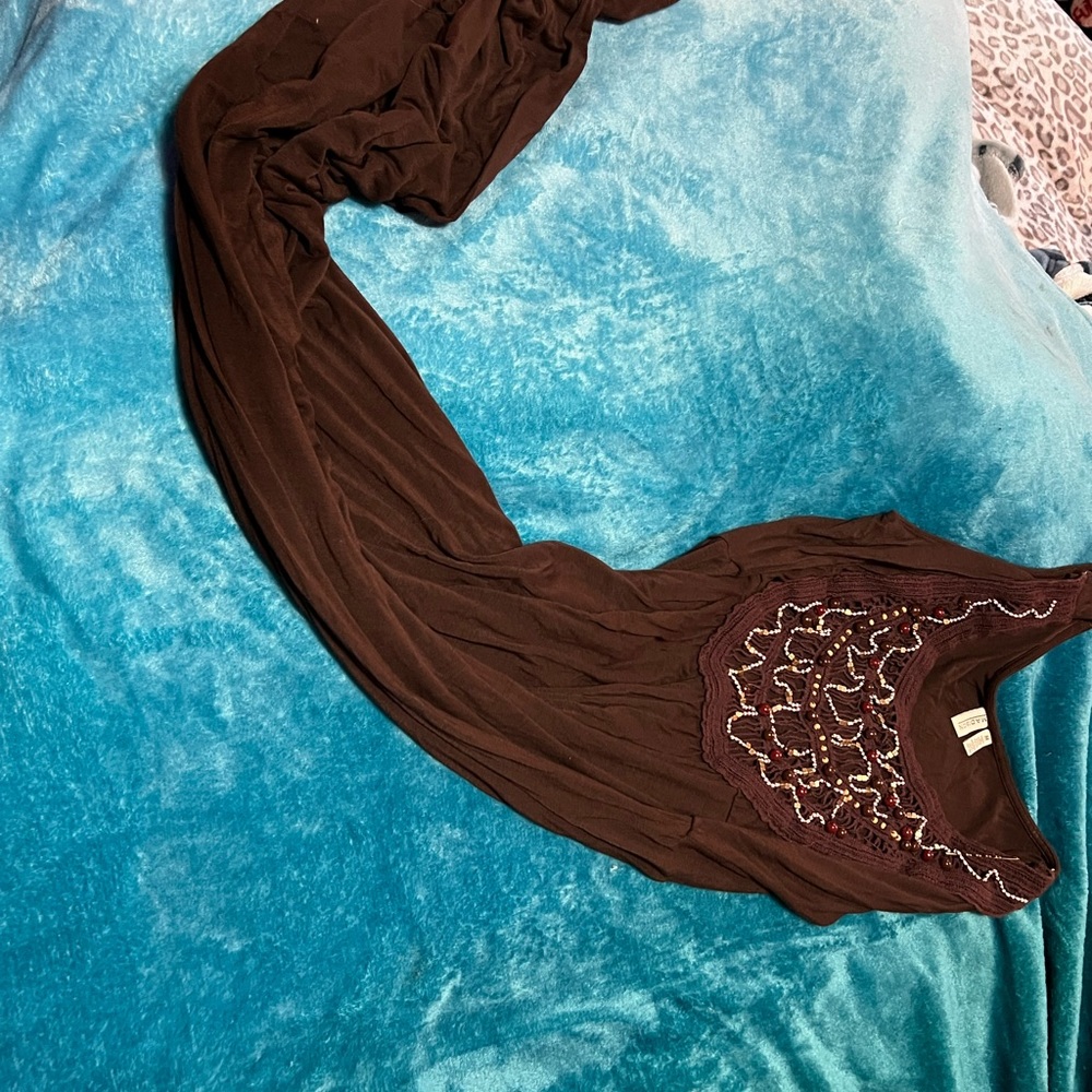 Beaded Brown Maxi Dress